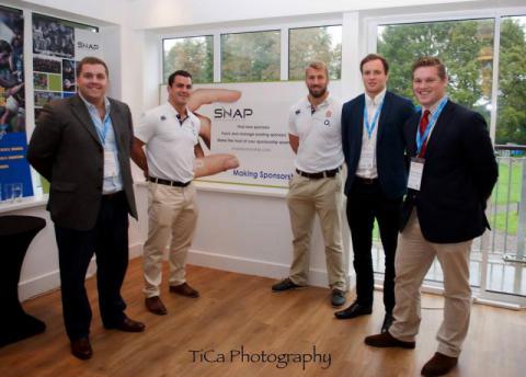 Chris Robshaw England rugby captain joins SNAP Sponsorship to launch the Team Guildford Business Club. Chris is joined in the picture by team mate Dave Ward and SNAP Executives.